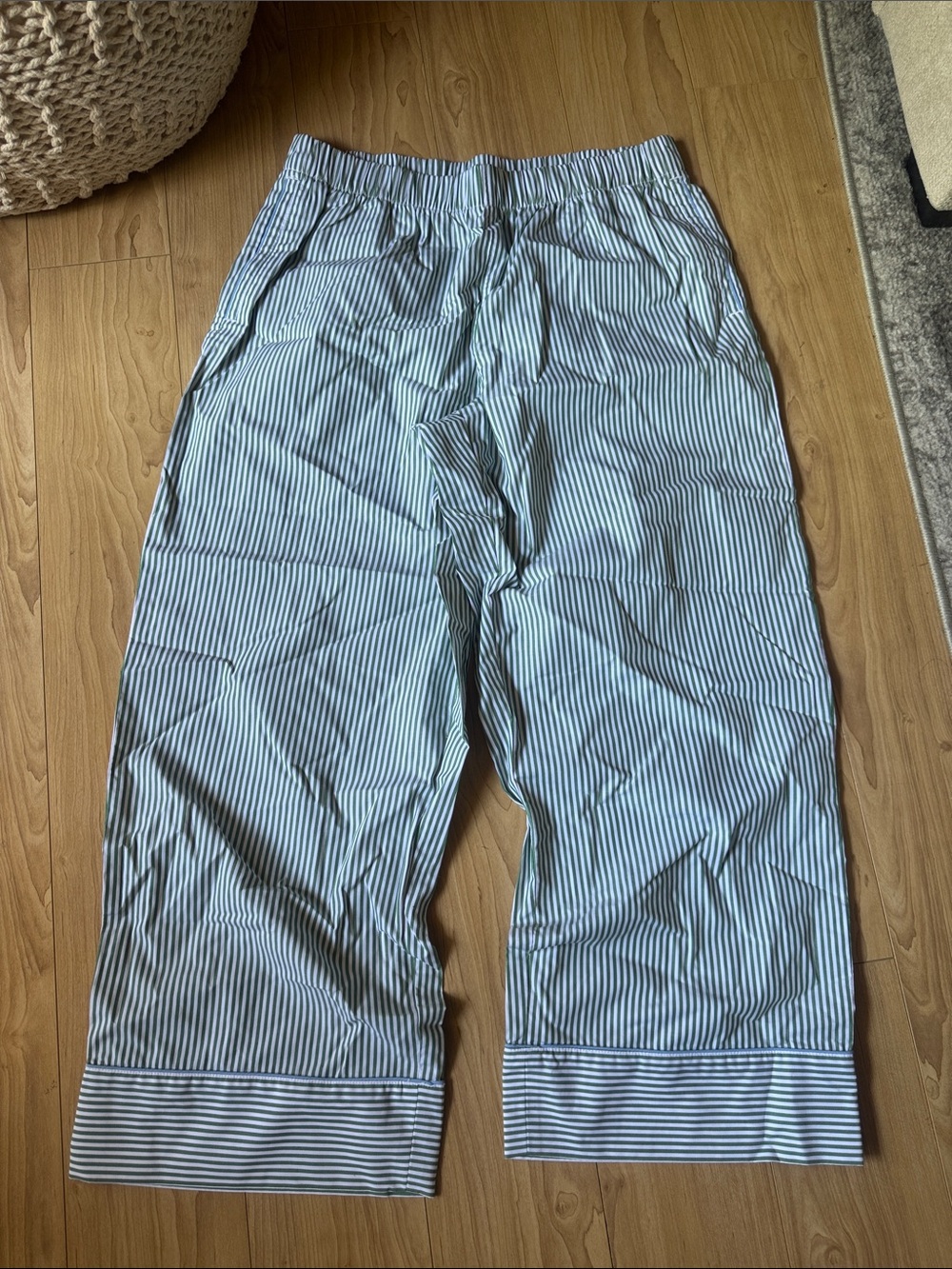 Lake Striped Blue Green & White Wide-Leg Lounge Pants